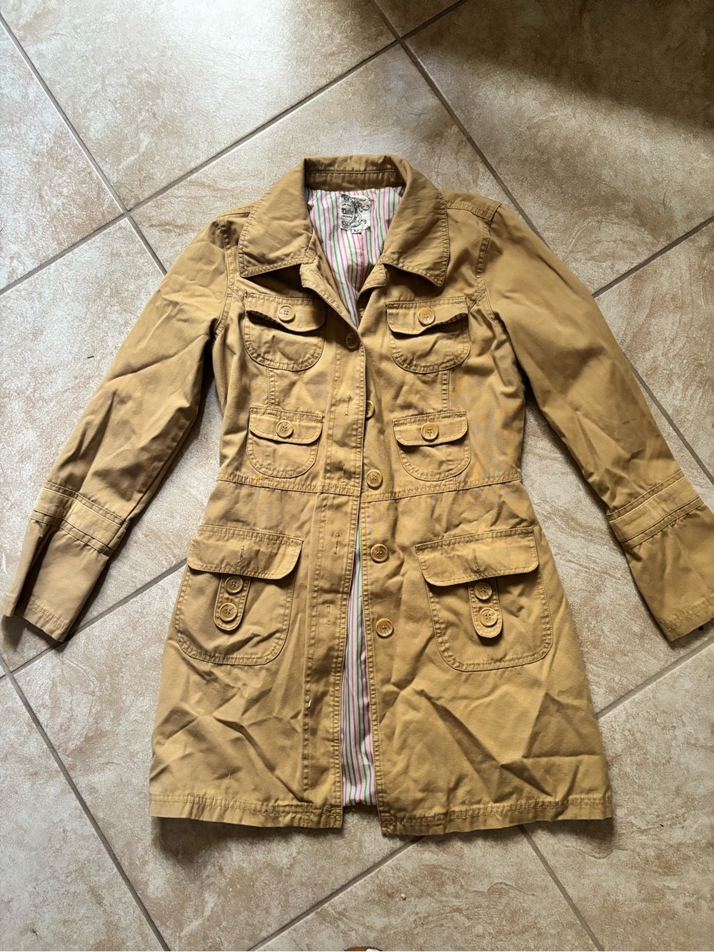 Tulle Mustard Tan Utility Trench Coat